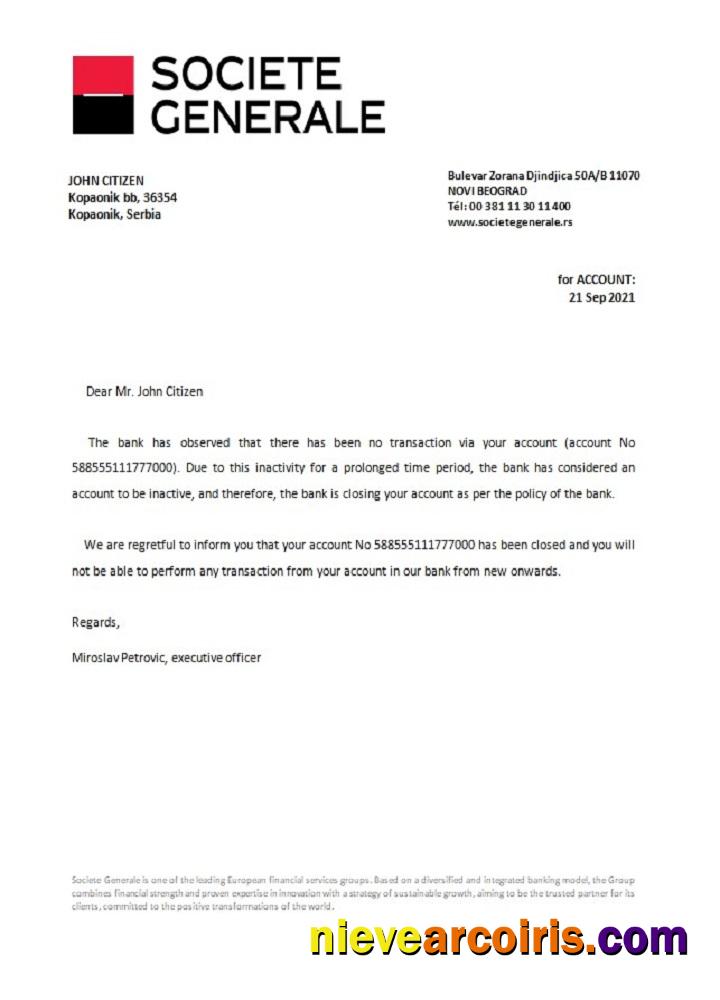 Serbia Societe Generale closure reference